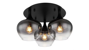 Deckenleuchte Globo lighting aus Glas in Schwarz GLOBO Lampe-Serie Maxy - Deckenleuchte Rauchglas & mattschwarzes Metall - Durchmesser ca. 45 cm