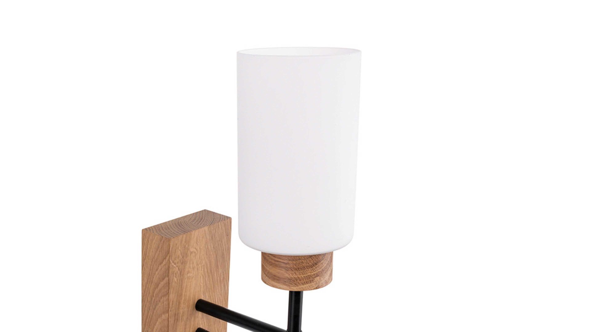 Wandleuchte Spot light aus Glas in Weiß SPOT LIGHT Leuchten Serie Mostar - Wandlampe mit Leselicht weißes Glas & Eichenholz - Höhe ca. 49 cm