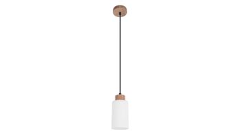 Pendelleuchte Spot light aus Glas in Weiß SPOT LIGHT Leuchten Serie Mostar - Hängelampe weißes Glas & Eichenholz - Durchmesser ca. 10 cm