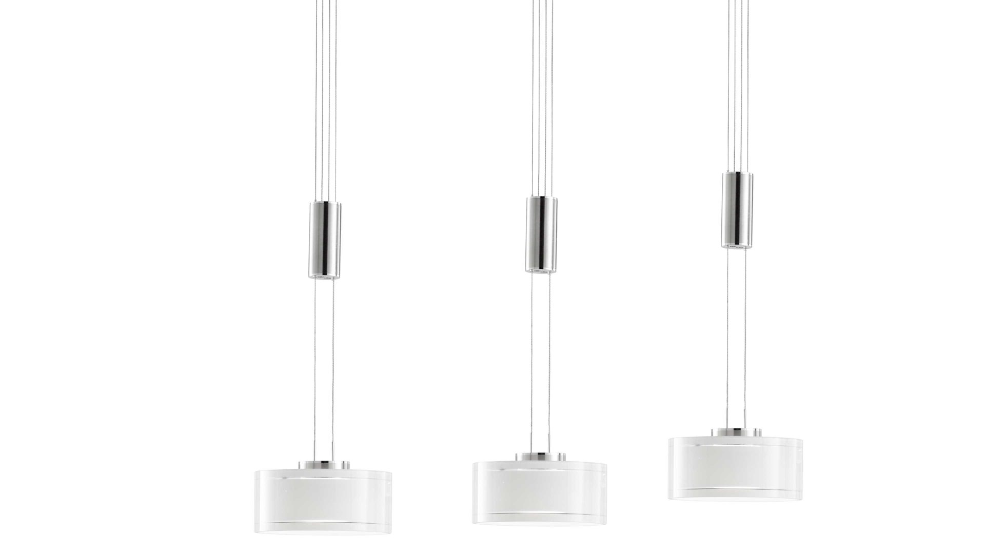 Pendelleuchte Fh fischer & honsel aus Glas in Weiß FH Hängelampe Larin Nickel matt & opalweißes Glas - Länge ca. 100 cm