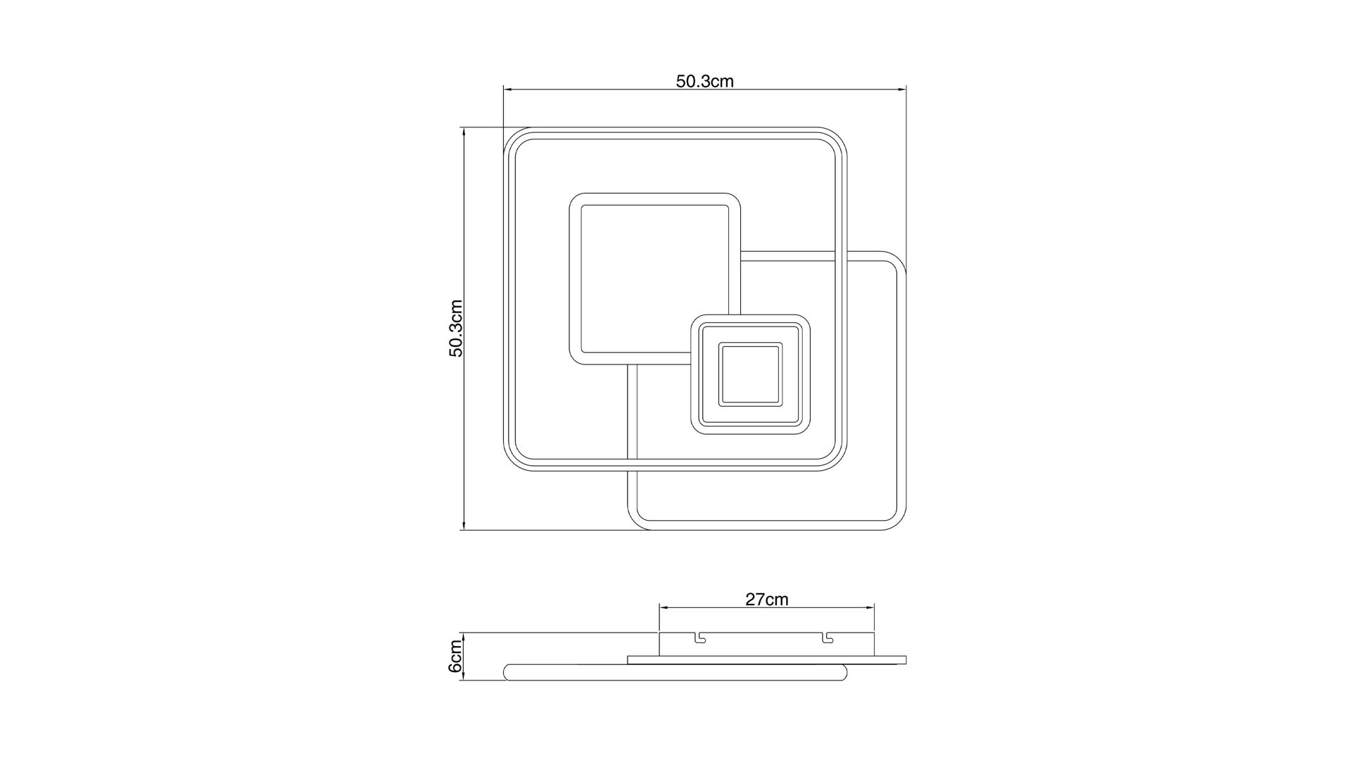 Deckenleuchte Globo lighting aus Metall in Weiß GLOBO Leuchten Serie Roderick weißes Metall & opalfarbenes Acryl - ca. 50 x 50 cm