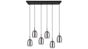 Pendelleuchte Trio lighting for you aus Glas in Grau TRIO Leuchten Serie Barret - Hängelampe Rauchglas & weißes Glas - Länge ca. 95 cm