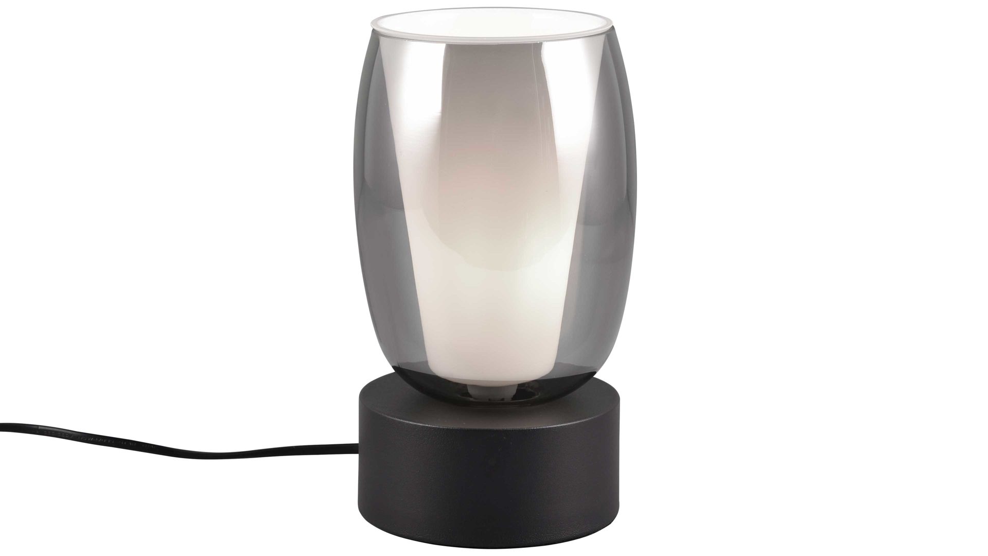 Tischleuchte Trio lighting for you aus Glas in Grau TRIO Leuchten Serie Barret - Tischlampe Rauchglas & weißes Glas - Höhe ca. 24 cm