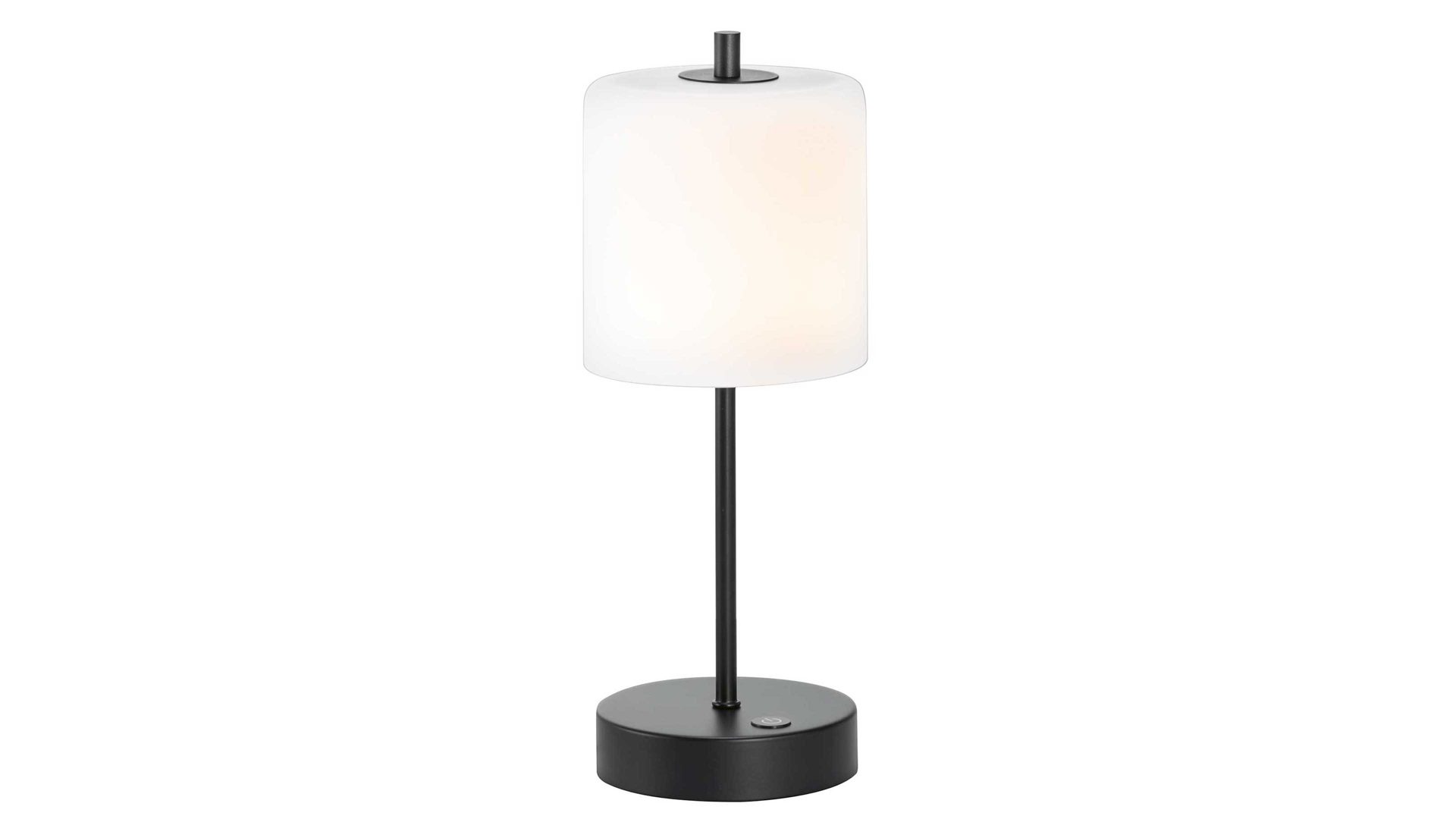 Tischleuchte Fh lighting aus Glas in Weiß FH LIGHTING Akku Leuchten Serie Riva opalweißes Glas & sandschwarzes Metall - Höhe ca. 35 cm