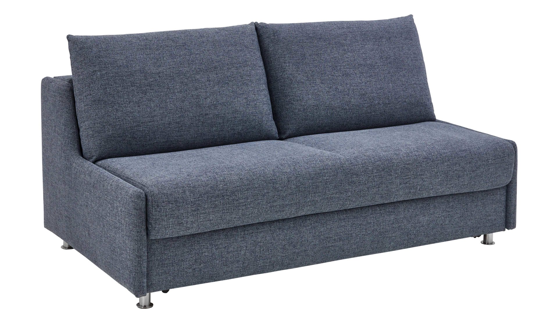 Schlafsofa Bali aus Stoff in Blau Schlafsofa Grande graublauer Bezug 3013 & chromfarbene Füße - Breite ca. 175 cm