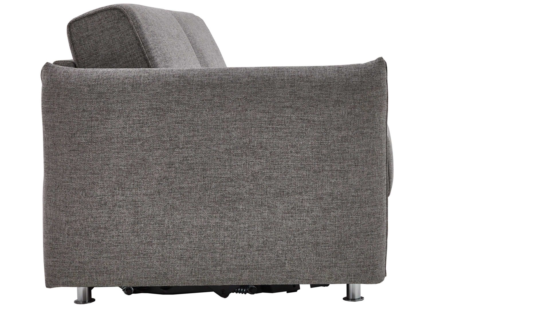 Schlafsofa Bali aus Stoff in Grau Schlafsofa Lina grauer Bezug & chromfarbene Metallfüße - Breite ca. 194 - 234 cm