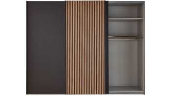 Kleiderschrank Wiemann | oeseder aus Holz in Dunkelgrau WIEMANN Schlafzimmerserie Denver - Schwebetürenschrank Graphit & Eiche Bianco - drei Türen, Breite ca. 300 cm