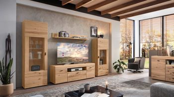 Wohnwand Wohn-concept aus Holz in Holzfarben Wohnmöbel Serie Malaga - Wohnwand Altesche - vierteilig, Breite ca. 305 cm