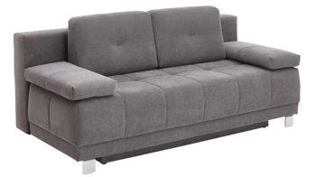 Schlafsofa Restyl aus Stoff in Grau Schlafsofa Lilo grauer Bezug 6839 & Chromfüße - Breite ca. 202 cm