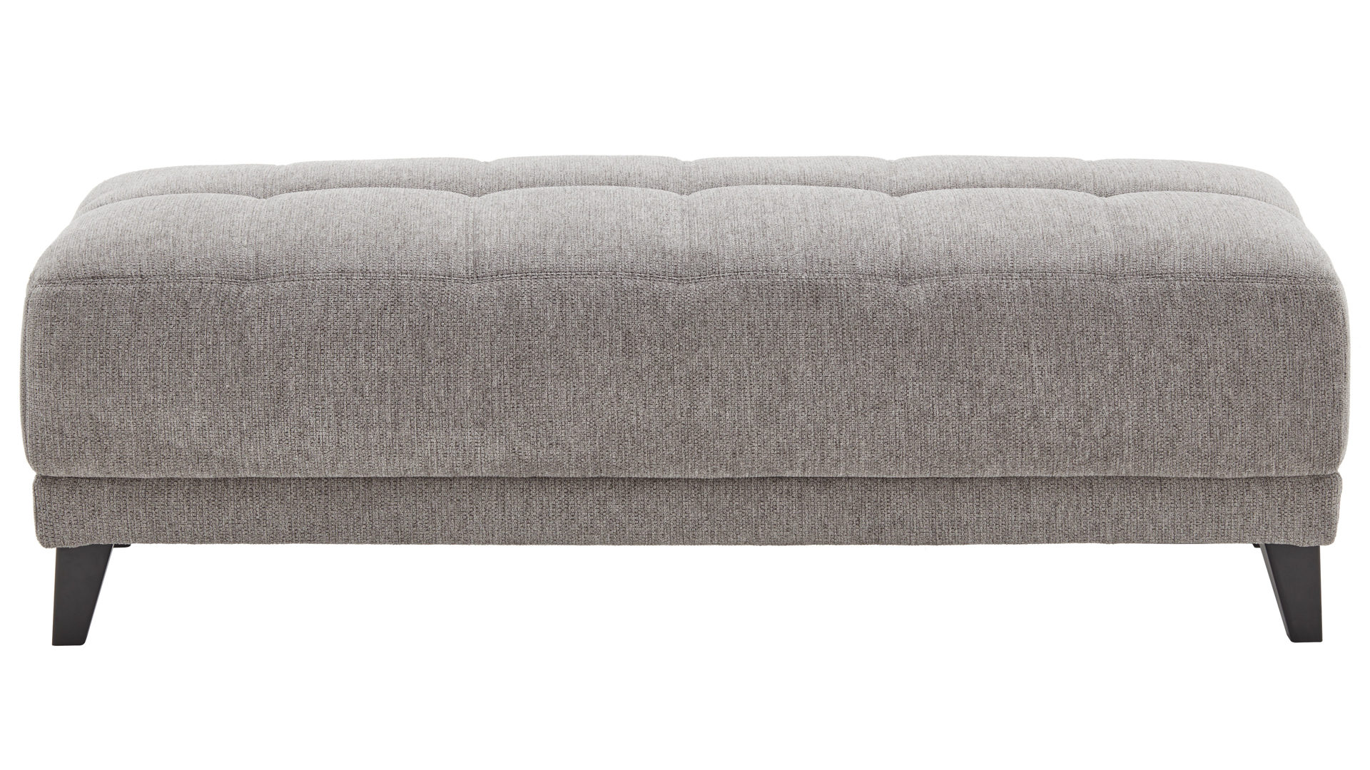 Polsterhocker KAWOO aus Stoff in Hellgrau KAWOO Serie 8334 - Polsterhocker platingraue Chenille GFS 49 & schwarze Holzfüße H61-250 - ca. 156 x 64 cm