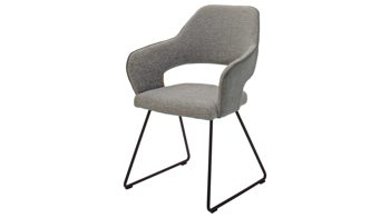 Polsterstuhl Mca furniture aus Stoff in Grau Armlehn-Kufenstuhl Newcastle melangefarbene Bezugkombi CH & anthrazitfarbenes Metallgestell