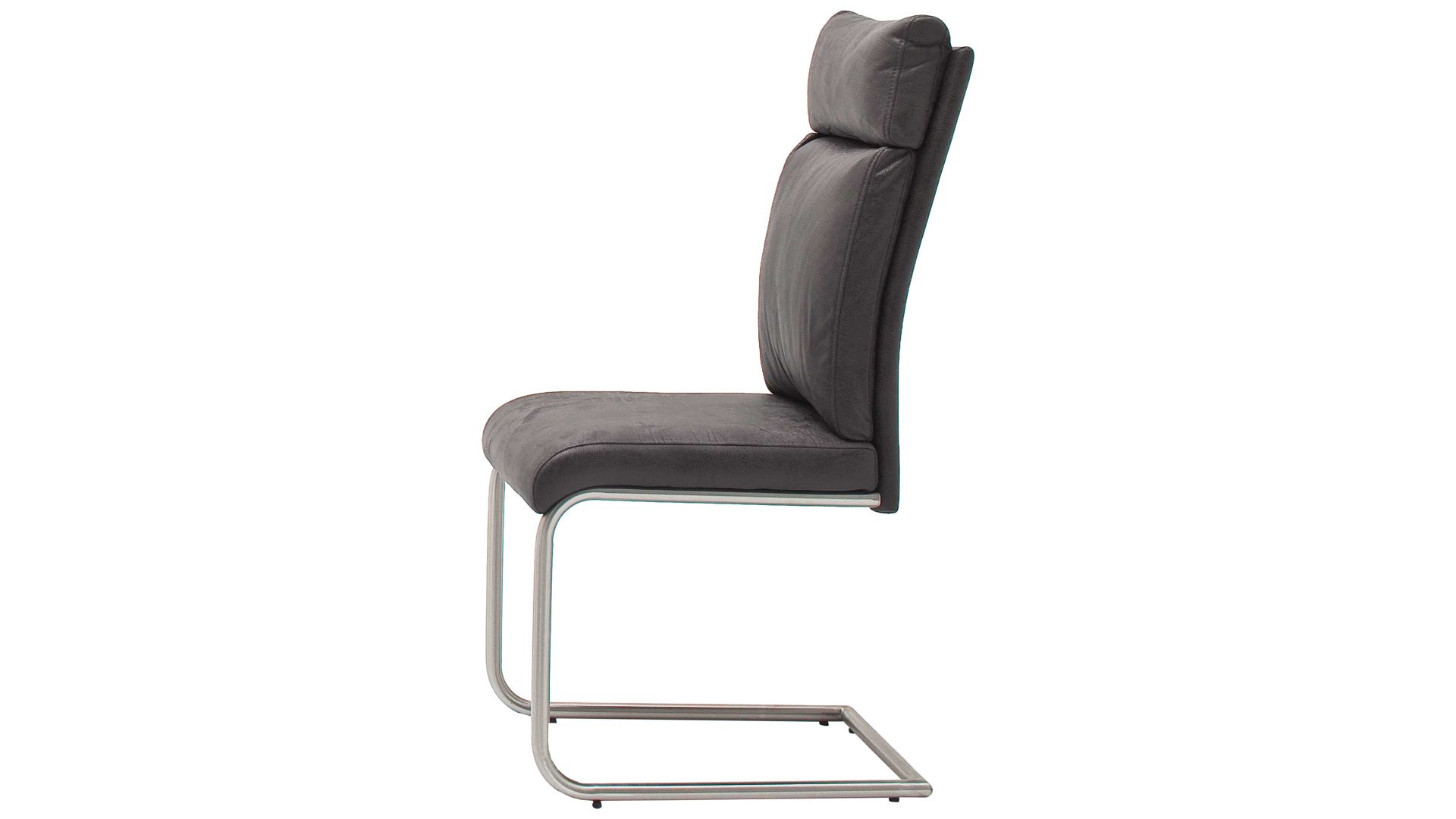 Schwingstuhl Mca furniture aus Kunstfaser in Grau Schwingstuhl Pia als Sitzmöbel graues Antiklook-Kunstleder BX & Edelstahlgestell