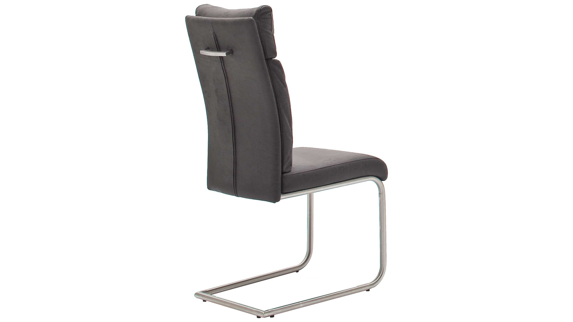 Schwingstuhl Mca furniture aus Kunstfaser in Grau Schwingstuhl Pia als Sitzmöbel graues Antiklook-Kunstleder BX & Edelstahlgestell