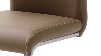 Schwingstuhl Mca furniture aus Kunstfaser in Braun Schwingstuhl bzw. Freischwinger Paulo mit Griffmulde braunes Kunstleder 10BX & Edelstahl