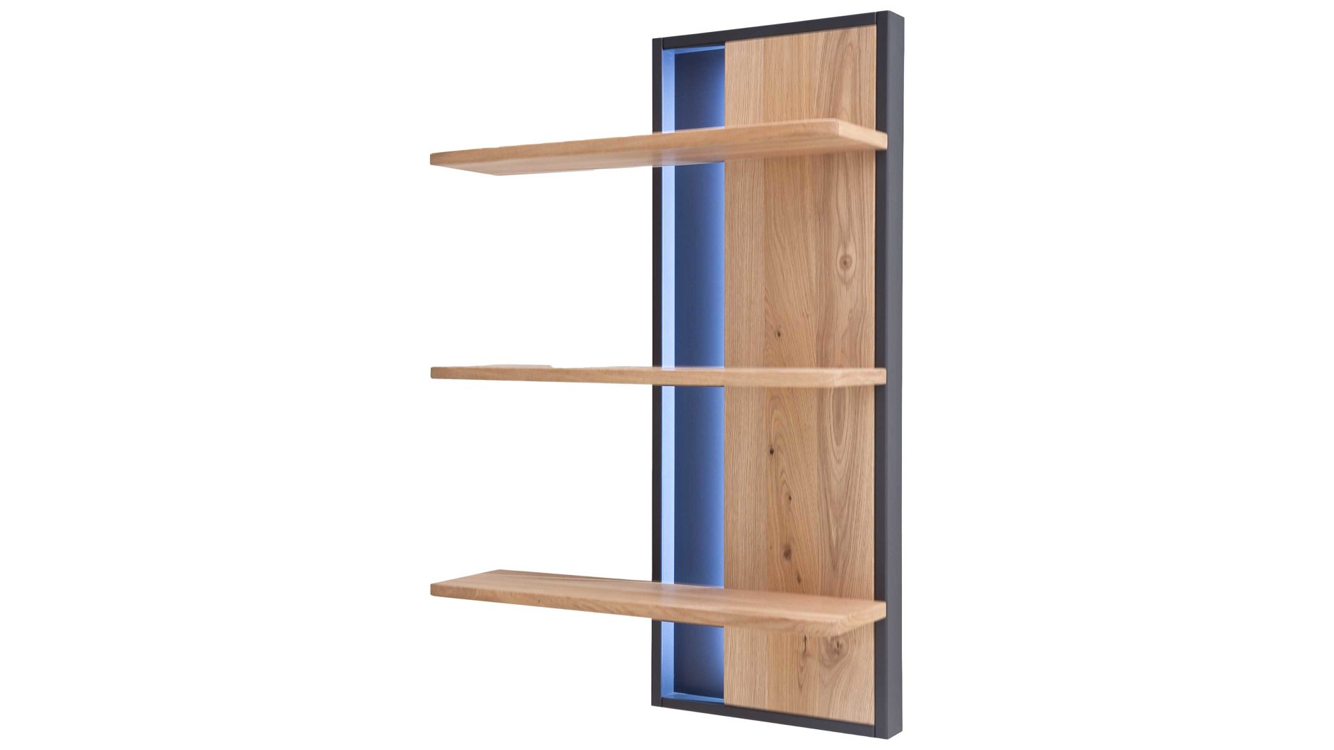 Wohnwand Mca direkt aus Holz in Holzfarben Wohnprogramm Portland - Wohnkombination II Asteiche bianco & Anthrazit – vierteilig, Breite ca. 338 cm