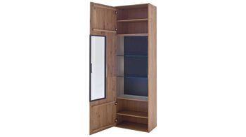 Wohnwand Mca furniture aus Holz in Holzfarben Wohnprogramm Portland - Wohnwand Asteiche bianco & Anthrazit – dreiteilig, Breite ca. 298 cm