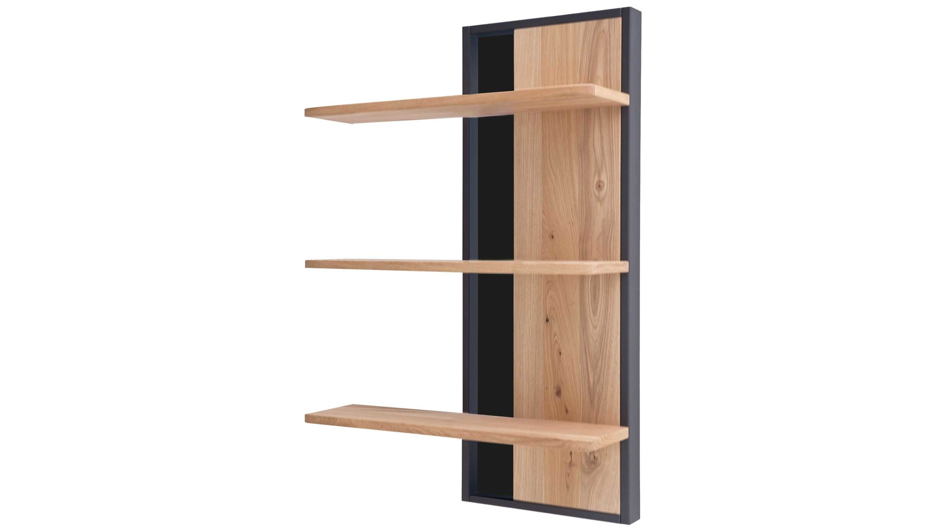 Wandregal Mca furniture aus Holz in Holzfarben Wohnprogramm Portland - Wandregal Asteiche bianco & Anthrazit – drei Böden, Höhe ca. 105 cm