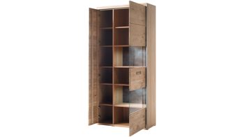 Vitrine Mca furniture aus Holz in Holzfarben Wohnprogramm Espero - Kombivitrine Asteiche bianco – zwei Türen, Breite ca. 94 cm