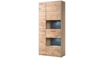 Vitrine Mca furniture aus Holz in Holzfarben Wohnprogramm Espero - Kombivitrine Asteiche bianco – zwei Türen, Breite ca. 94 cm