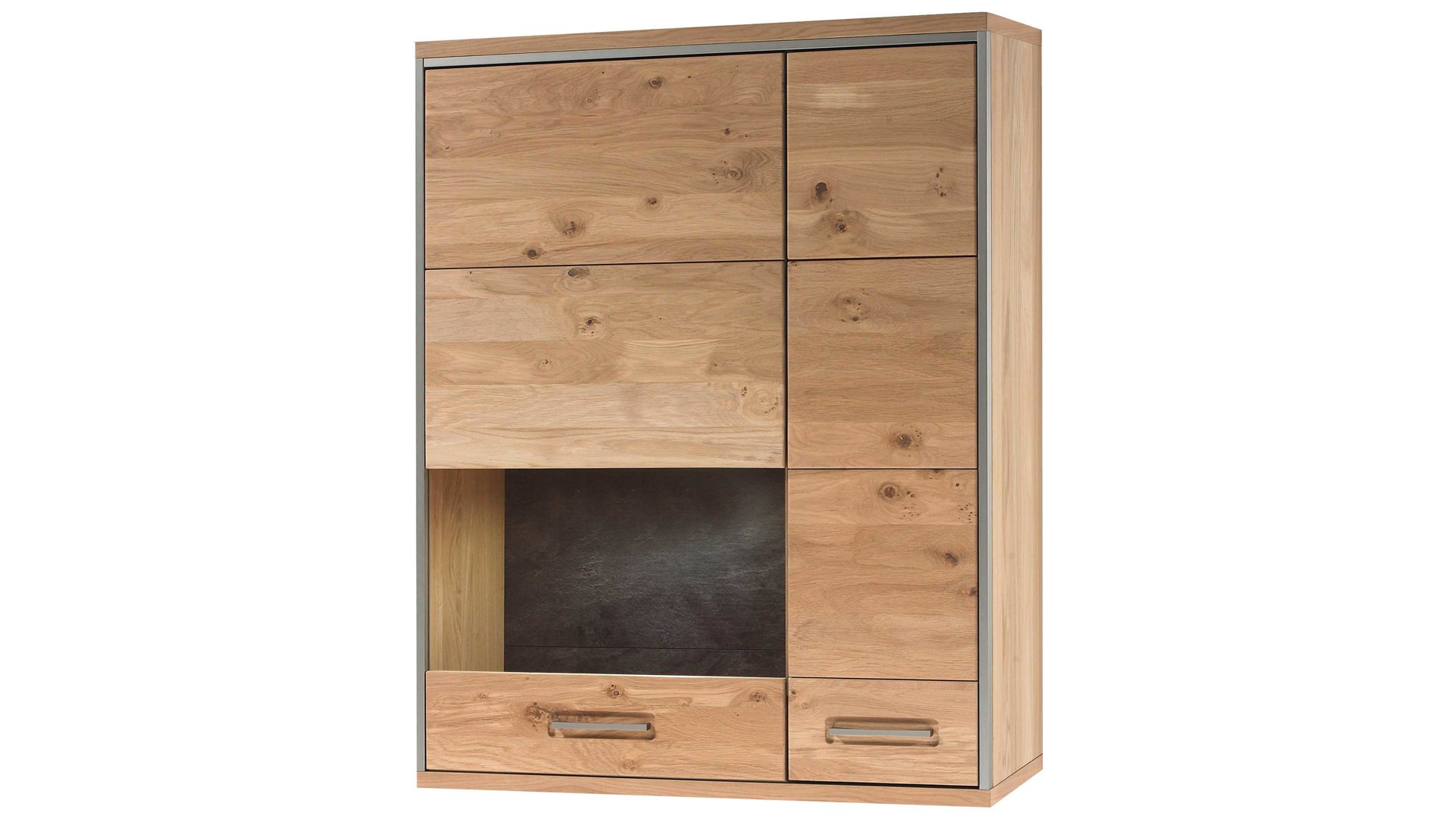 Wohnwand Mca furniture aus Holz in Holzfarben Wohnprogramm Espero - Wohnwand W02 Asteiche bianco – fünfteilig, Breite ca. 321 cm