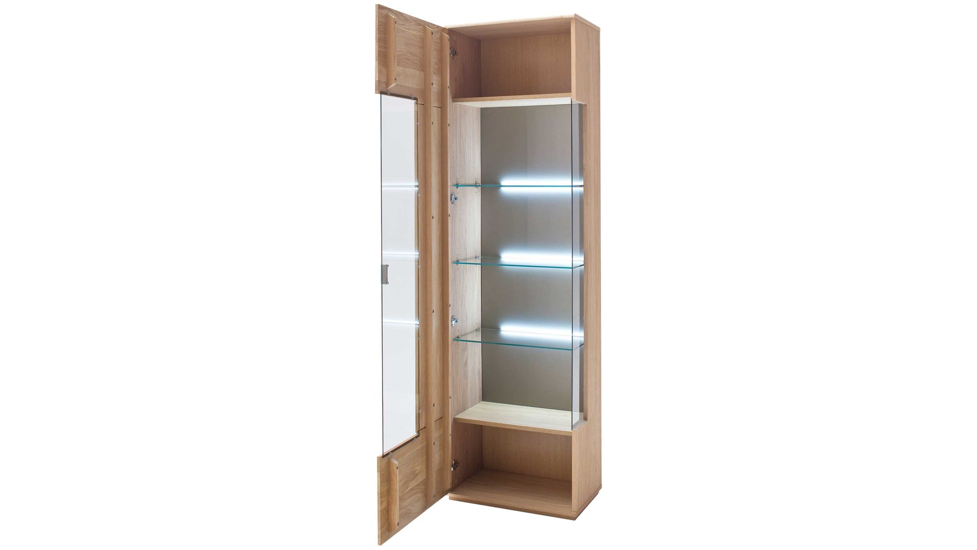 Wohnwand Mca furniture aus Holz in Holzfarben Wohnprogramm Bologna - Wohnwand W01 Eiche Bianco & Hirnholz – vierteilig, Breite ca. 320 cm