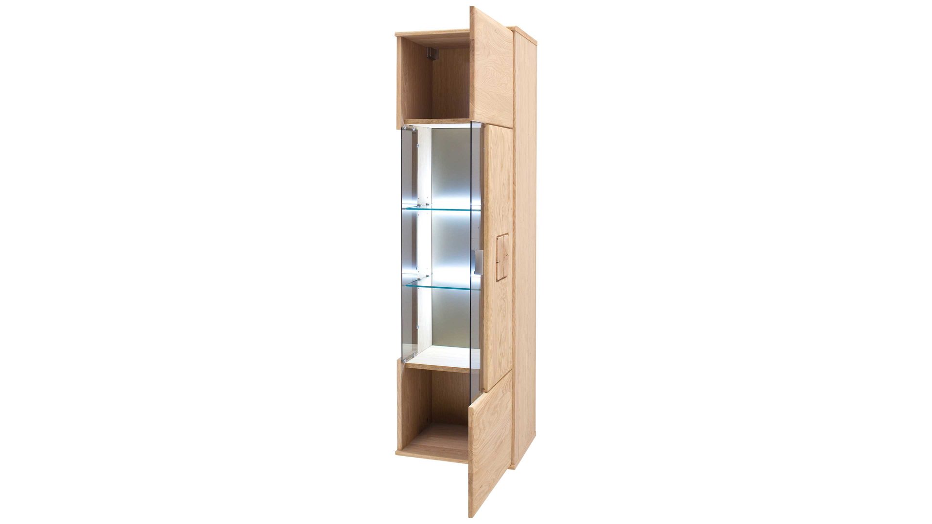 Wohnwand Mca furniture aus Holz in Holzfarben Wohnprogramm Bologna - Wohnwand W02 Eiche Bianco & Hirnholz – vierteilig, Breite ca. 320 cm