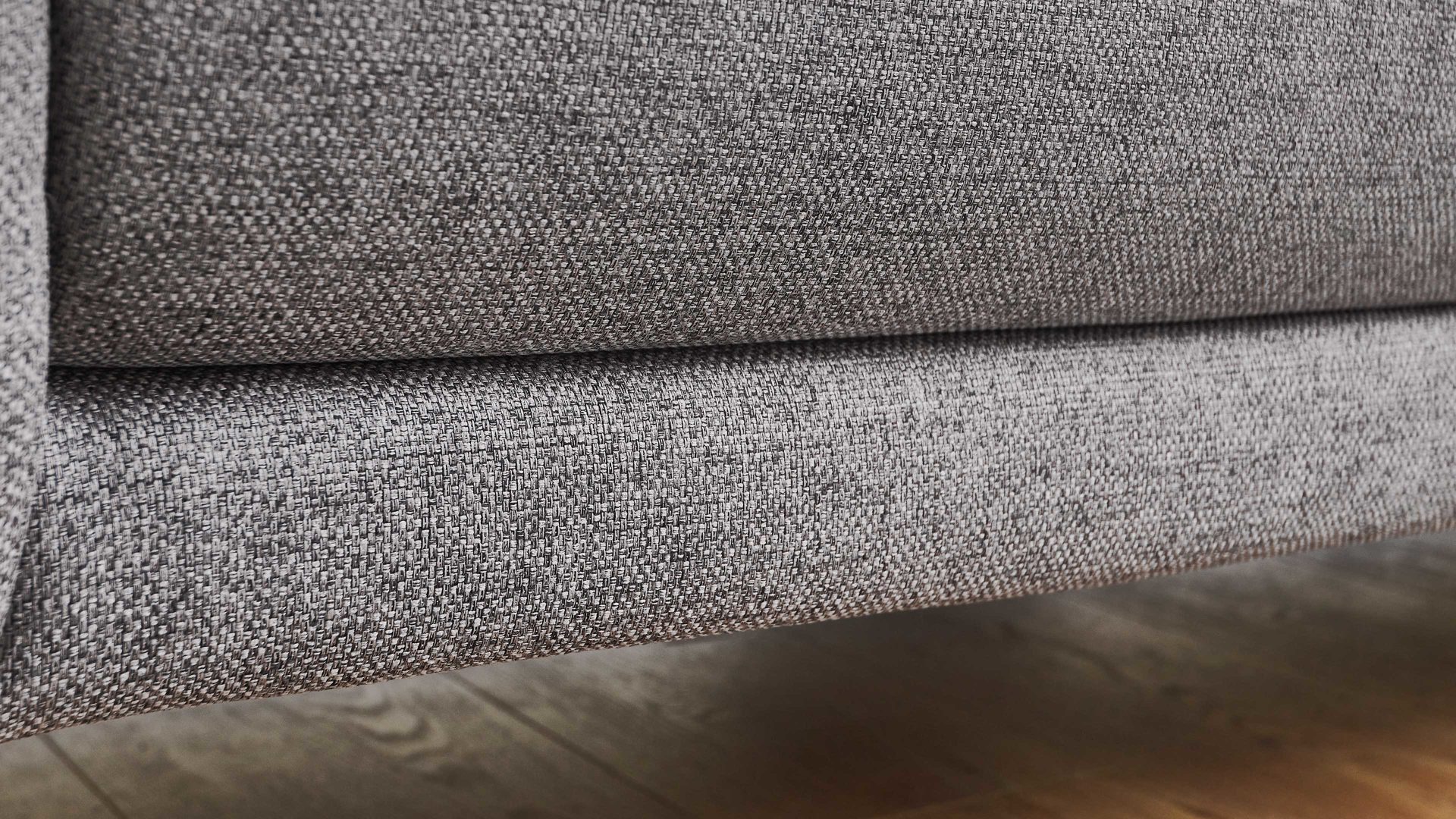 2,5-Sitzer COMFORT SMART aus Stoff in Grau COMFORT SMART Cadira - zweiteiliger 2,5-Sitzer graues Flachgewebe Mono & schwarze Winkelfüße - Länge ca. 196 cm