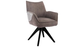 Vierfußstuhl MIVIVO aus Kunstfaser in Braun MIVIVO Wohnprogramm Fresno - Armlehnstuhl mit Drehfunktion zweifarbige Stoffkombination & schwarzes Metall