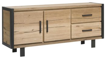 Sideboard WOODS & TRENDS aus Holz in Holzfarben WOODS & TRENDS Sideboard Brooklyn Railway braunes Eichefurnier – zwei Türen, zwei Schubladen