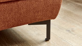 Ecksofa KAWOO aus Stoff in Orange KAWOO Serie 7567 - Ecksofa Signal-oranger Strukturstoff TCM 727 & schwarze Metallfüße S17 - ca. 293 x 201 cm