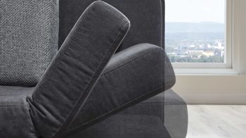 Schlafsofa Restyl aus Stoff in Schwarz Schlafsofa Tino schwarzer Bezug 55-6323 & chromfarbene Metallüße