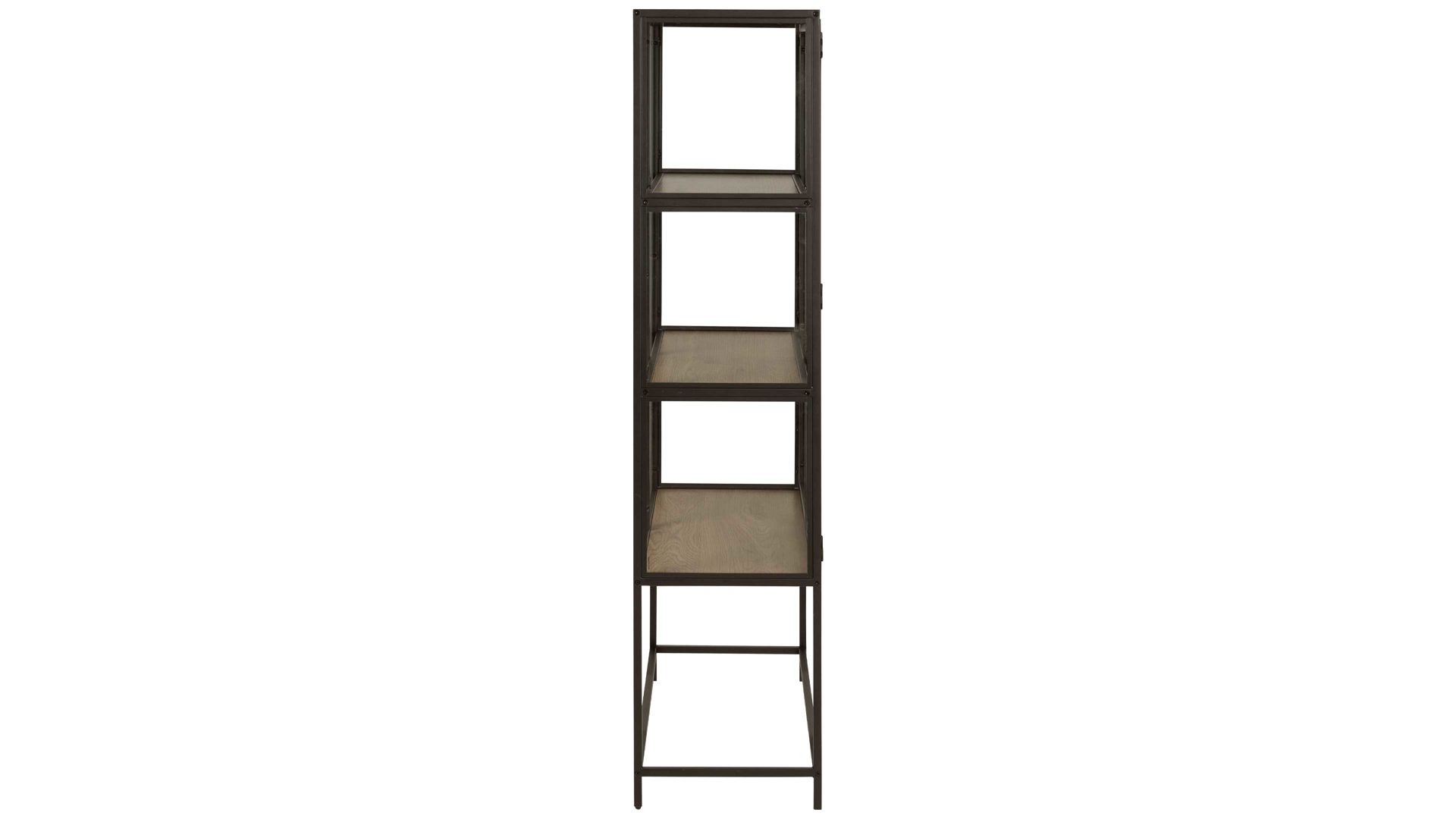 Vitrine Actona group aus Glas in Holzfarben Vitrine Seaford im Industrielook Glas, Wildeiche & Metall – zwei Türen, Breite ca. 77 cm