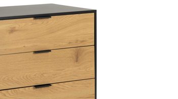 Sideboard Actona group aus Holz in Holzfarben Sideboard Seaford im Industrielook Wildeiche & Schwarz – zwei Türen, drei Schubladen, Länge ca. 160 cm