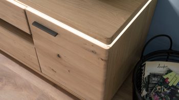 Wohnwand Mca furniture aus Holz in Holzfarben Wohnprogramm Barcelona - Wohnwand geölte Balkeneiche – dreiteilig, Breite ca. 300 cm