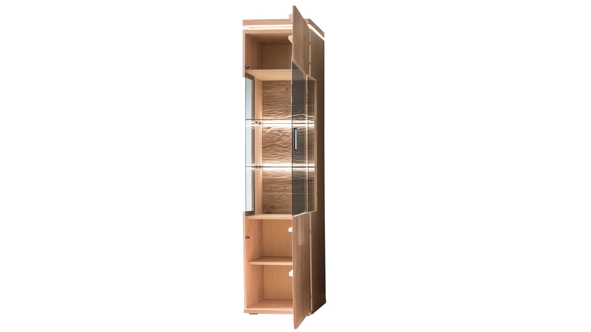 Vitrine Mca furniture aus Holz in Holzfarben Wohnprogramm Barcelona - Vitrine rechts, eine Tür, Breite ca. 45 cm - geölte Balkeneiche