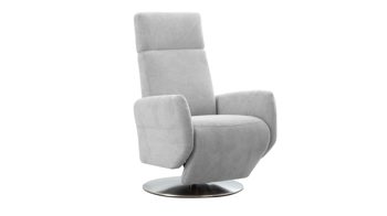 Relaxsessel Steinpol sit&more aus Stoff in Grau Polsterprogramm Göteborg - Relaxsessel hellgrauer Stoffbezug Orlean & edelstahlfarbener Drehteller