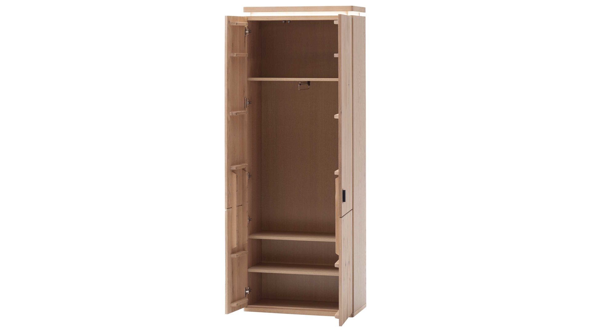 Garderobenschrank Mca furniture aus Holz in Holzfarben Garderobenprogramm Barcelona - Garderobenschrank geölte Wildeiche – zwei Türen, Breite ca. 75 cm