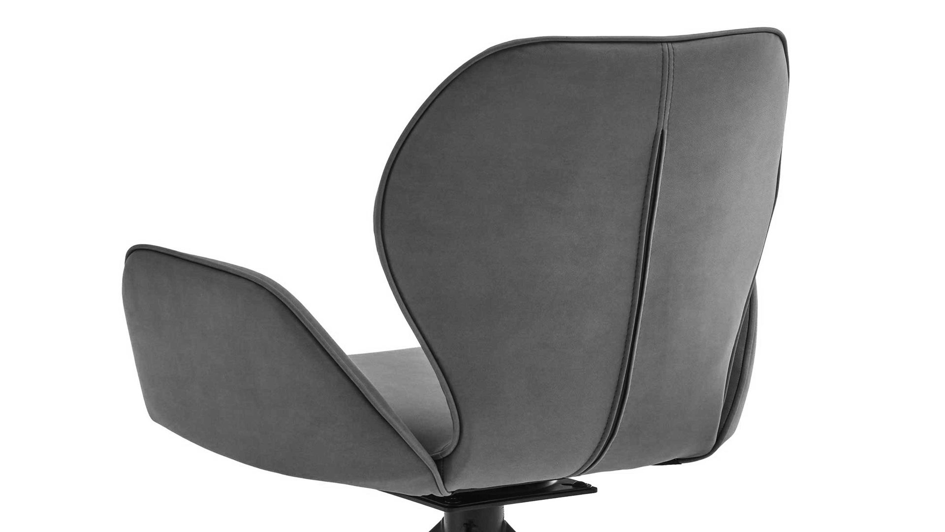 Polsterstuhl Niehoff sitzmoebel aus Stoff in Grau NIEHOFF SITZMÖBEL Cloudy - Armlehnen-Vierfußstuhl mit Drehfunktion silberfarbene Mikrofaser Gavin & schwarzes Metallgestell