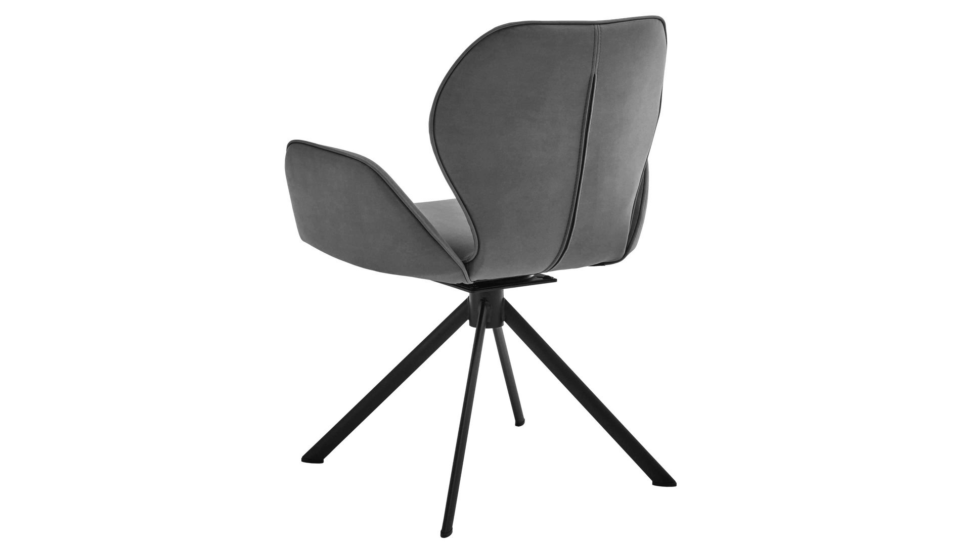 Polsterstuhl Niehoff sitzmoebel aus Stoff in Grau NIEHOFF SITZMÖBEL Cloudy - Armlehnen-Vierfußstuhl mit Drehfunktion silberfarbene Mikrofaser Gavin & schwarzes Metallgestell