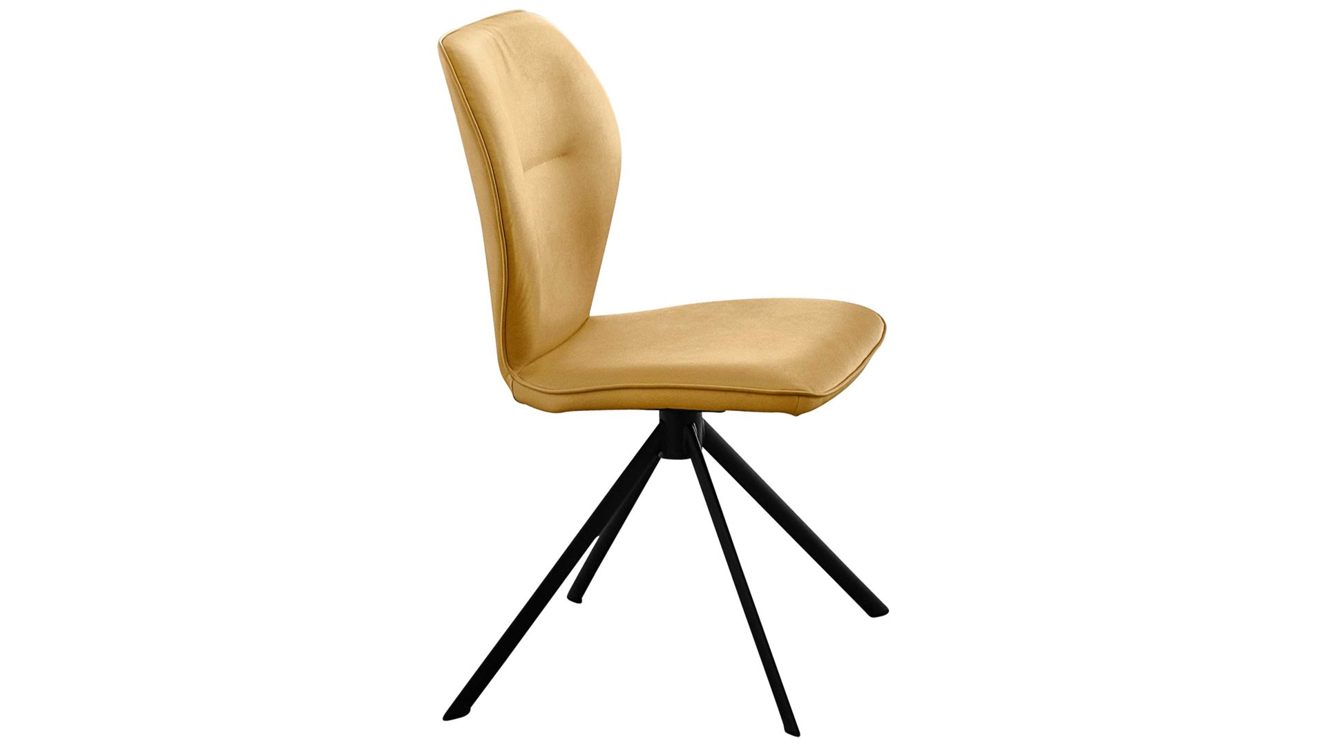 Vierfußstuhl Niehoff sitzmoebel aus Stoff in Gelb NIEHOFF SITZMÖBEL Cloudy - Esszimmerstuhl gelbe Mikrofaser Gavin & schwarzes Metallgestell