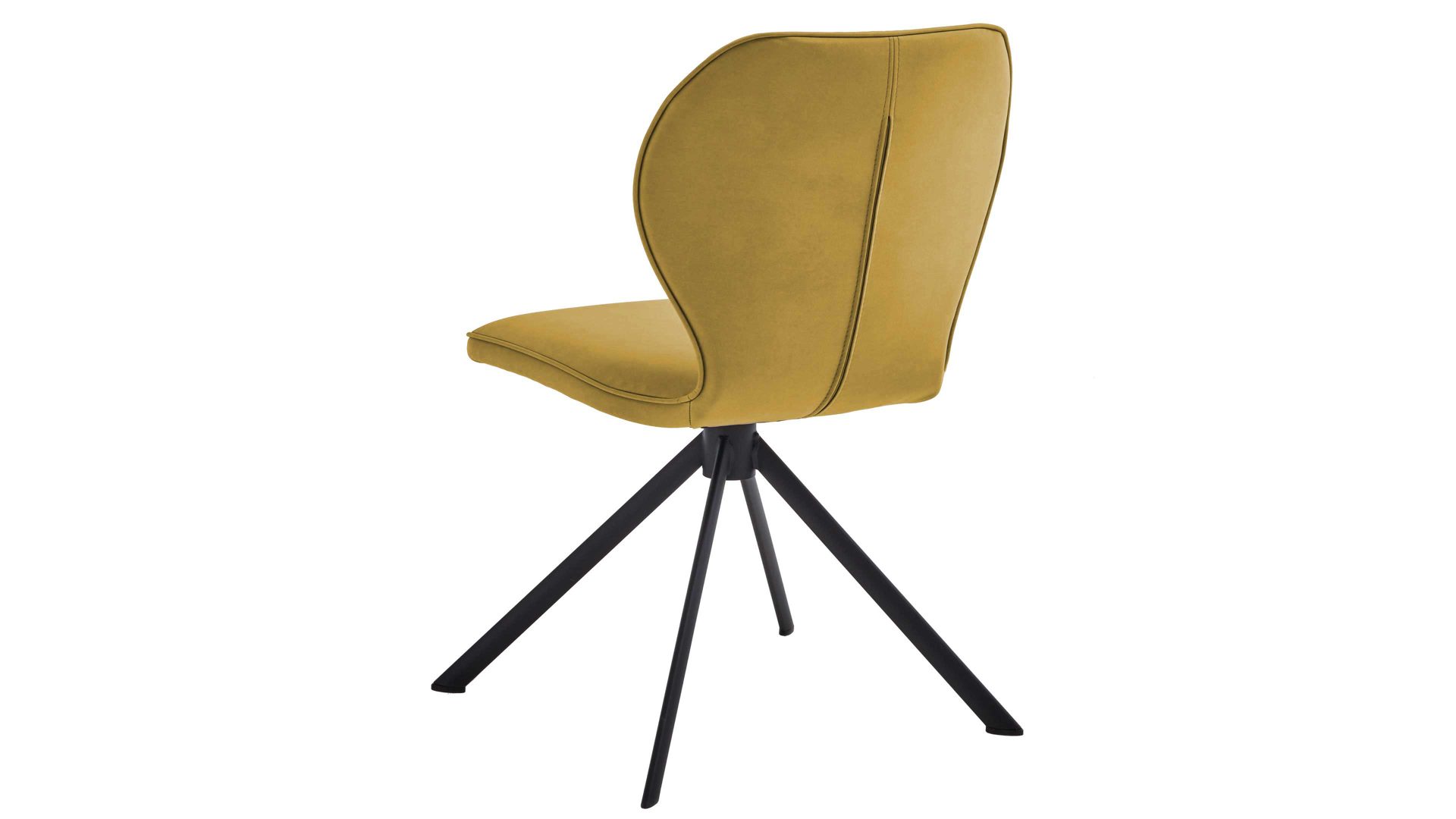 Vierfußstuhl Niehoff sitzmoebel aus Stoff in Gelb NIEHOFF SITZMÖBEL Cloudy - Esszimmerstuhl gelbe Mikrofaser Gavin & schwarzes Metallgestell