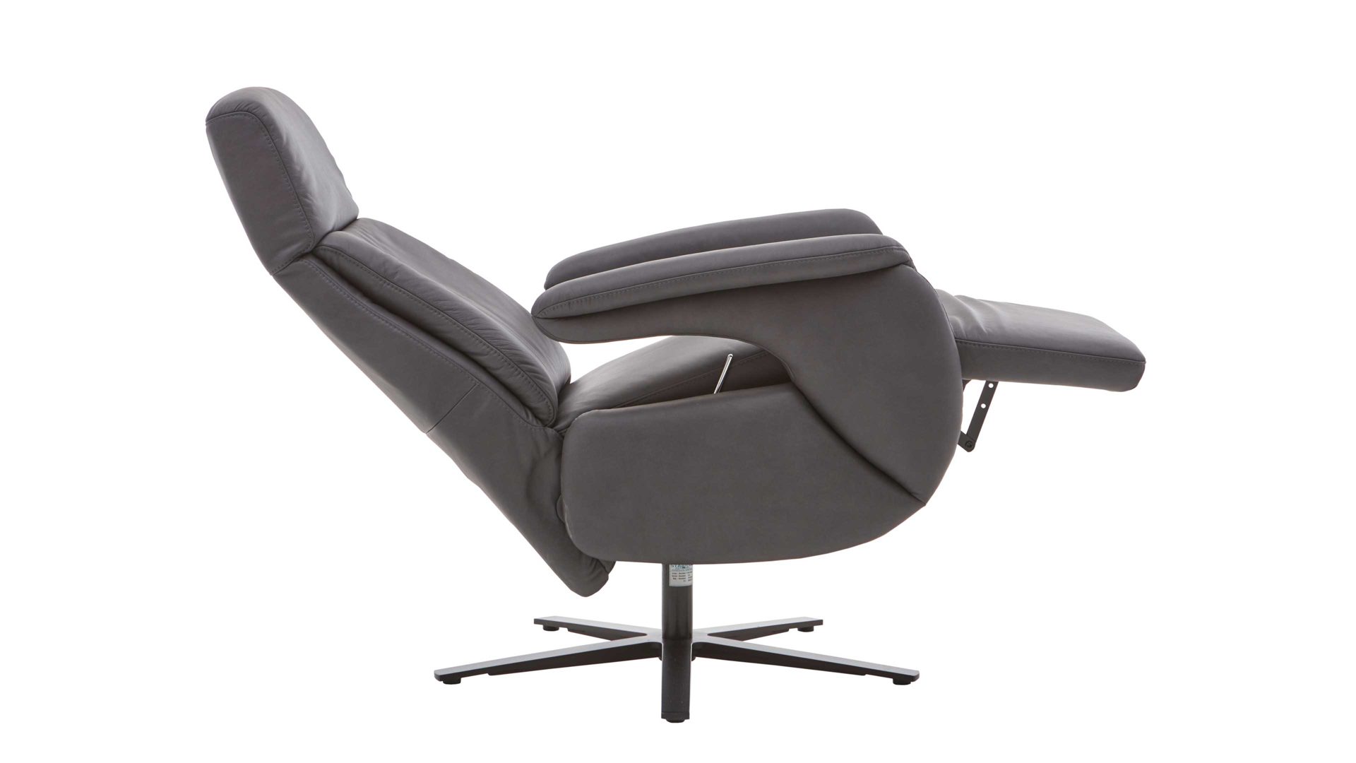 Relaxsessel Steinpol polsteria aus Leder in Anthrazit Polsterprogramm Relaxa 6.0 Plus PSG XC - Relaxsessel anthrazitfarbenes Leder Evita &  Sternfuß