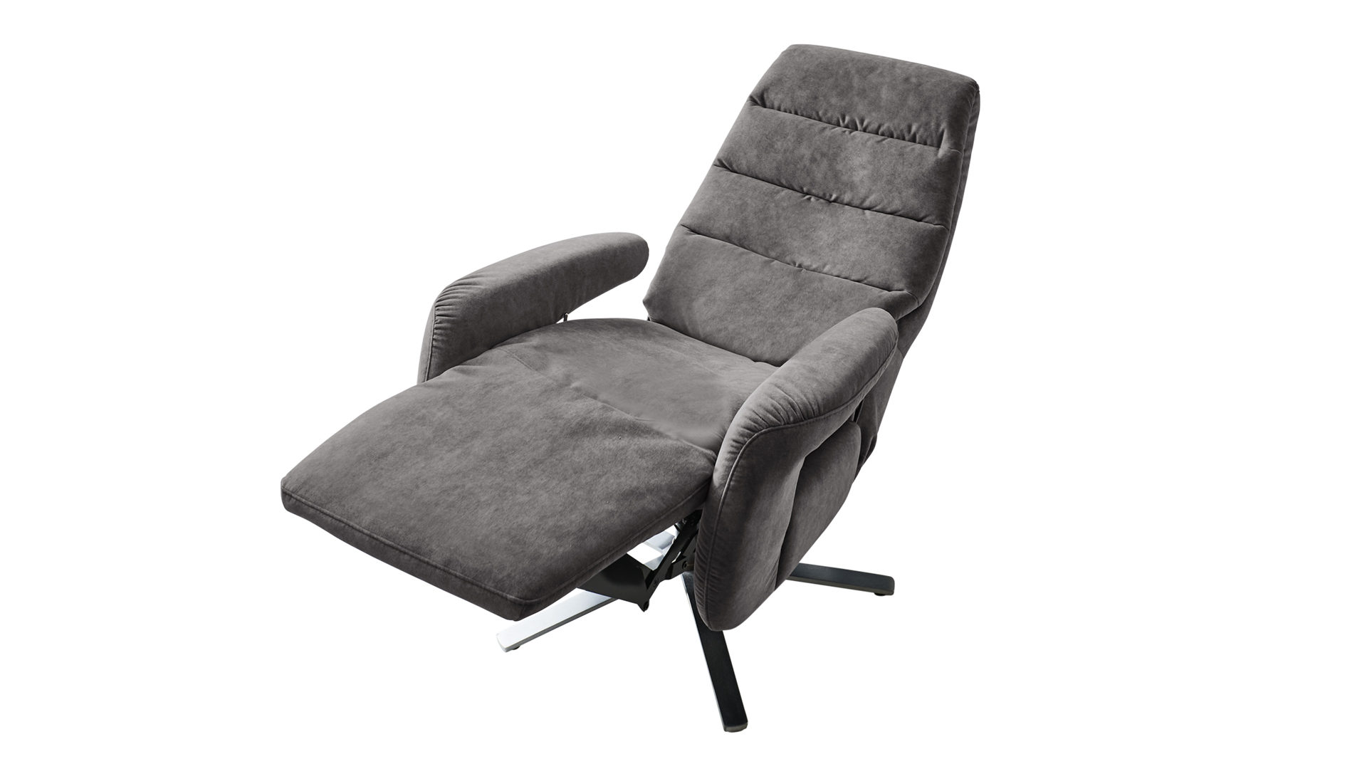 Relaxsessel Steinpol polsteria aus Kunstfaser in Grau Sesselprogramm Relaxa Feeling Design Lazyline  - Relaxsessel grauer Stoffbezug Ramona & Edelstahl-Sternfuß