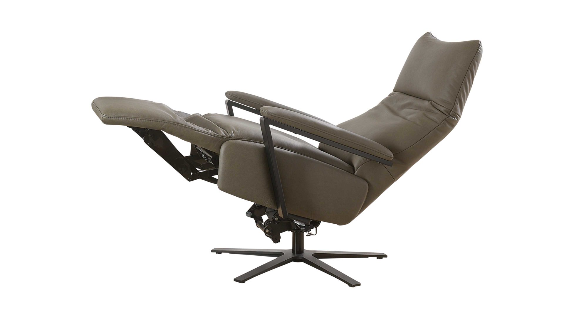 Relaxsessel Steinpol polsteria aus Leder in Grau Sesselprogramm Relaxa Feeling Design  Lazyline - Relaxsessel grauer Lederbezug Evita & schwarzer Sternfuß