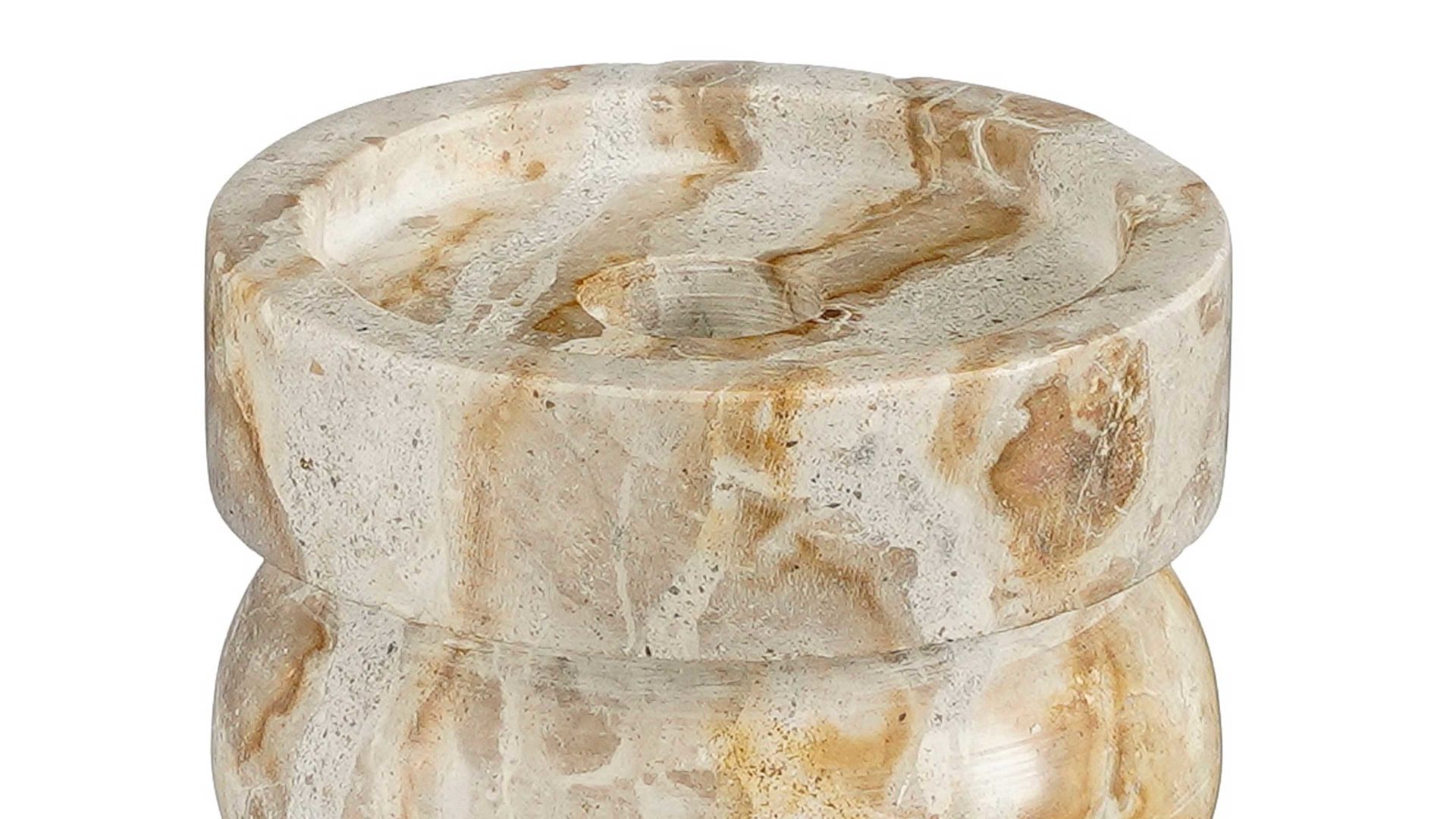 Kerzenständer Edelman® aus Stein in Beige Kerzenhalter Finnos beige marmorierter Marmor - Höhe ca. 18 cm