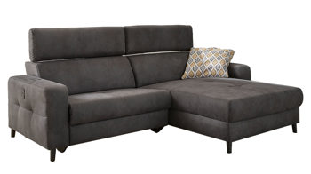Ecksofa Job aus Stoff in Dunkelgrau Funktions-Ecksofa Doppio dunkelgraue Mikrofaser 415.09 – Stellfläche ca. 247 x 186 cm