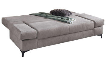 Schlafsofa Job aus Stoff in Hellgrau Schlafsofa Pit hellgraue Mikrofaser 411-29 – Breite ca. 202 cm
