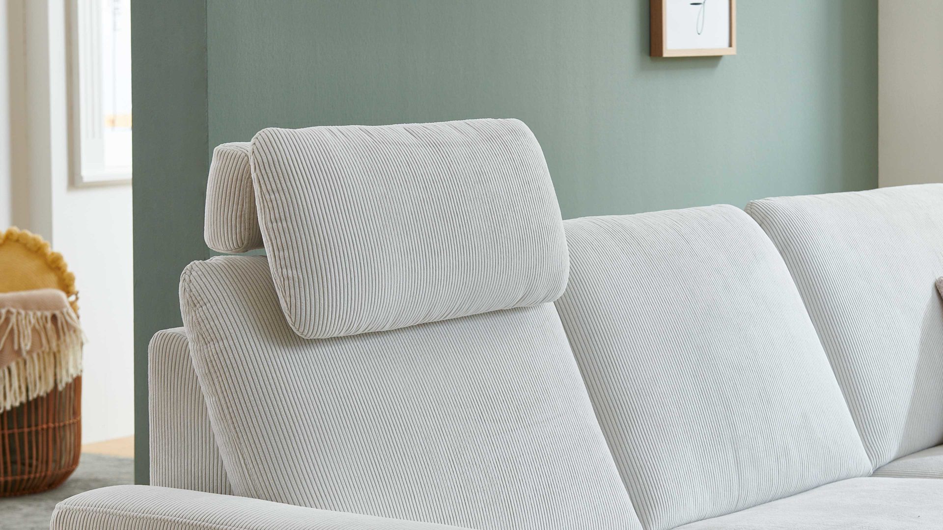 Kopfstütze modulmaster aus Stoff in Weiß Modulmaster MM-ZE1126 - Kopfstütze PKSG naturweißer Feincord - ca. 60 x 23 cm