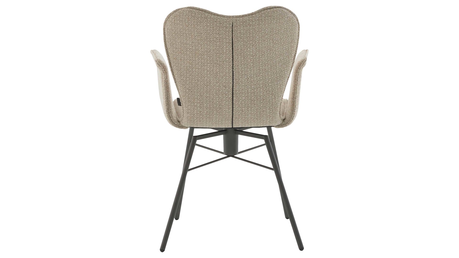 Vierfußstuhl Interliving aus Stoff in Beige Interliving Esszimmer Serie 5115 - Armlehnstuhl Aiko Four A32 beiger Bezug Shout 05 & anthrazitfarbenes Metall
