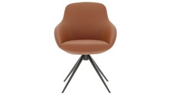 Polsterstuhl Interliving aus Leder in Hellbraun Interliving Esszimmer Serie 5115 - Armlehnstuhl mit Stativgestell sattelfarbenes Leder LD2015 & anthrazitfarbenes Metall